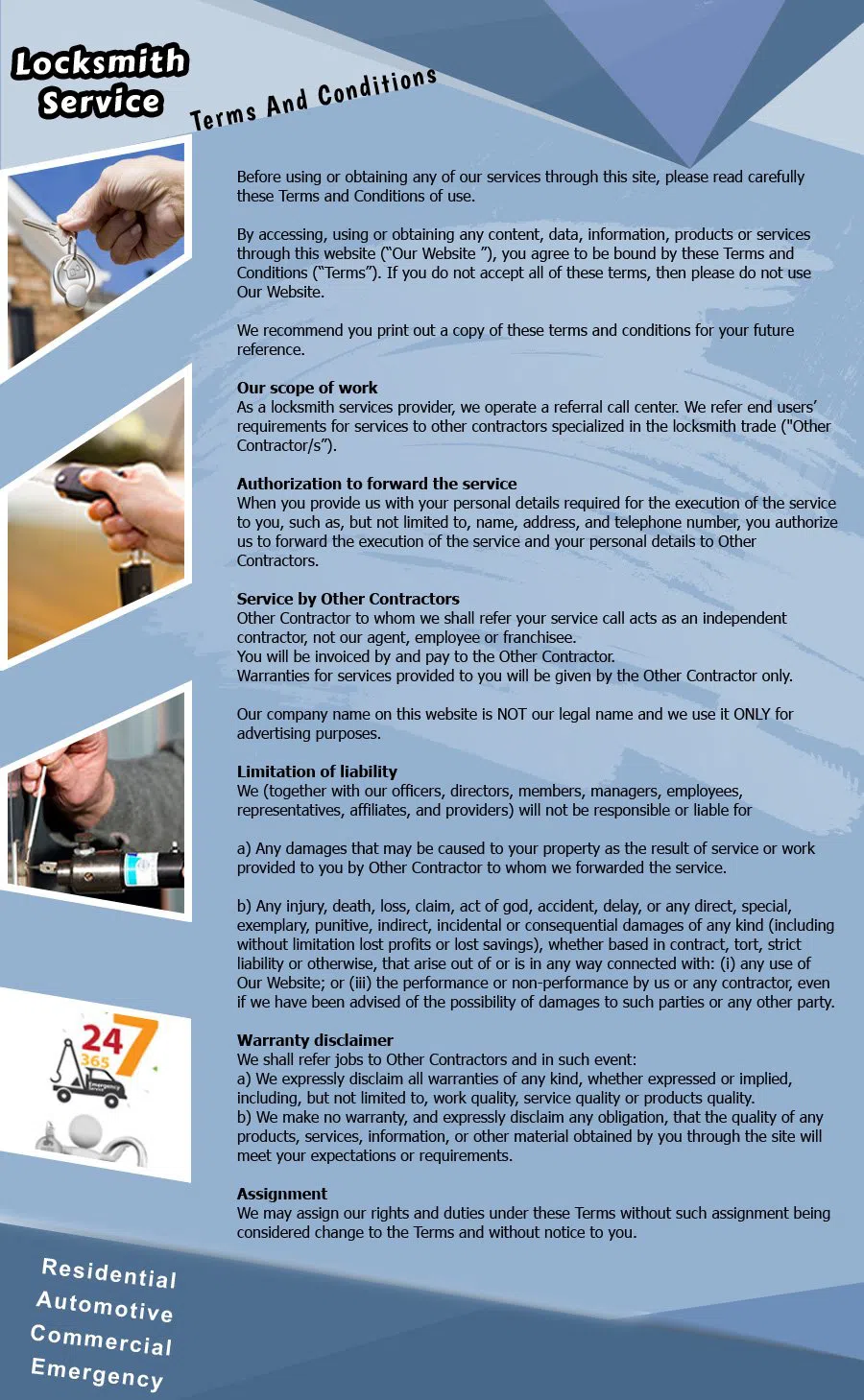 Indianapolis Liberty Locksmith Indianapolis, IN 317-456-5205 - TermsAndCondition-12